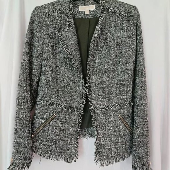 Michael Kors woven fringed open jacket size 2 - Picture 1 of 3